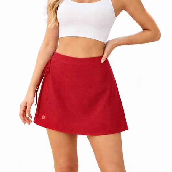 Halara Dresses & Skirts - NWT Halara Red Mini Skirt Side Tie Athletic Casual Lightweight - Size XS